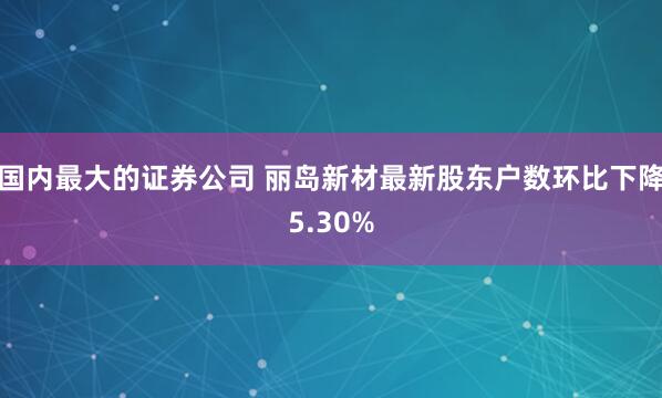 国内最大的证券公司 丽岛新材最新股东户数环比下降5.30%