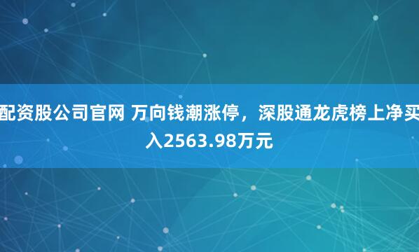 配资股公司官网 万向钱潮涨停，深股通龙虎榜上净买入2563.98万元